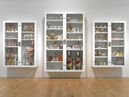 Damien Hirst: Trinity ‑ Pharmacology, Physiology, Pathology 2000 Mixed media  three cabinets: 2740 x 1830 x 350 mm,  2130 x 1520 x 350 mm,  2130 x 1520 x 350 mm                          ARTIST ROOMS Tate and the National Galleries of Scotland. Acquired jointly through The d'Offay Donation with assistance from the                          National Heritage Memorial Fund and the Art Fund 2008. © Damien Hirst and Science Ltd. All rights reserved, DACS 2011