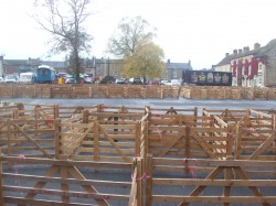 The market square in Masham, getting ready for the weekend's annual sheep fair