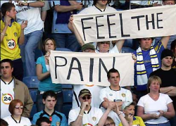 "Look at the quiet tears, the silent despair in the eyes of Leeds supporters and players when their club descended..."