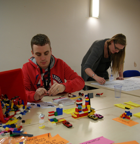 Prototyping new services with Lego and PostIt notes. There are always PostIt notes