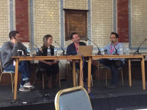 From left to right we have Jamie Lochhead, from Windfall Films, Kate Quilton, from Channel 4, and Dave Eccles and Jaron Ghani, from Numiko.