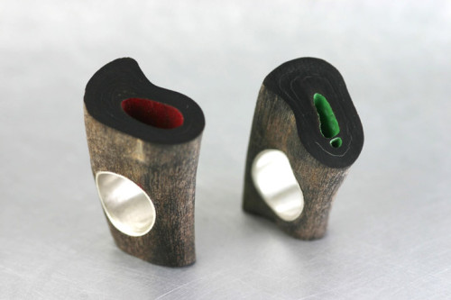 Konrad Laimer_Rings in He-goat horn silver and paint_email