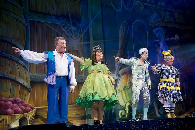 BillyPearce, Lisa Riley, Jake Canuso and AdamStafford in Jack and the Beanstalk. Photo: Nigel Hillier