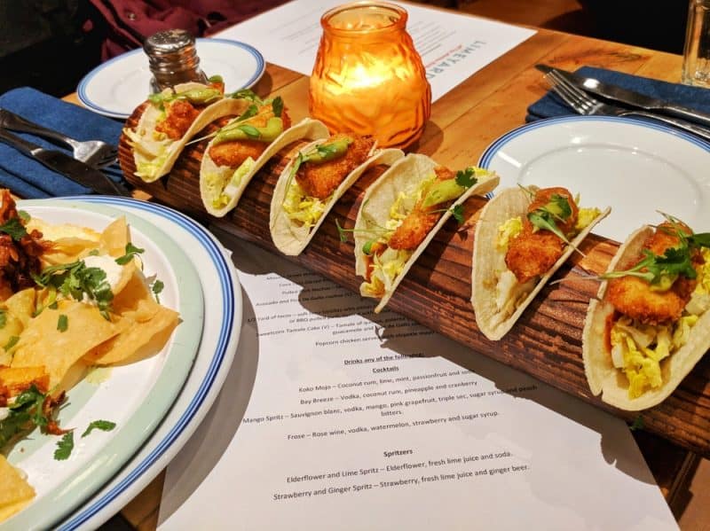 Cod is one of the fillings available on Limeyard's half yard taco menu