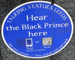 Talking statue plaque, The Black Prince, Leeds City Square.