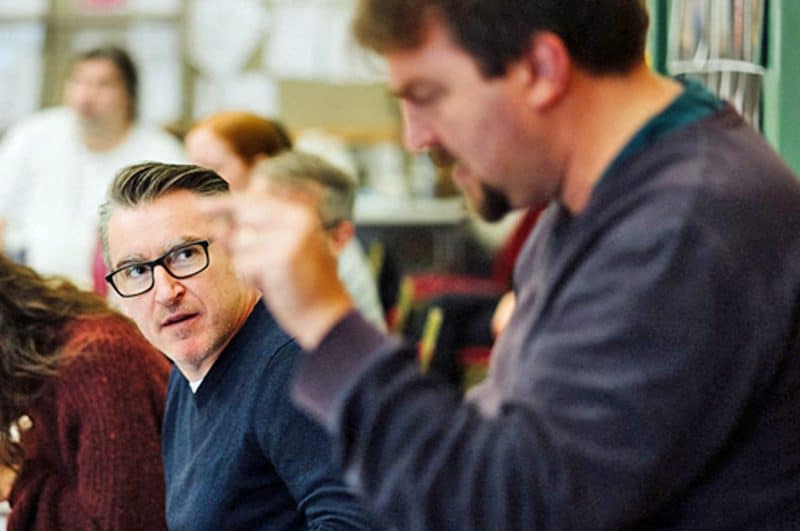 In rehearsals - James Brining (left) and Robert Howarth [Photo: Tom Arber]