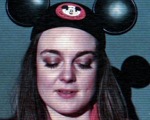 Lydia Cottrell in a Mickey Mouse hat