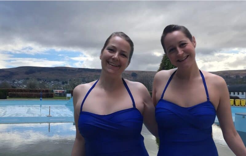 swimmers stood in front of Ilkley lido